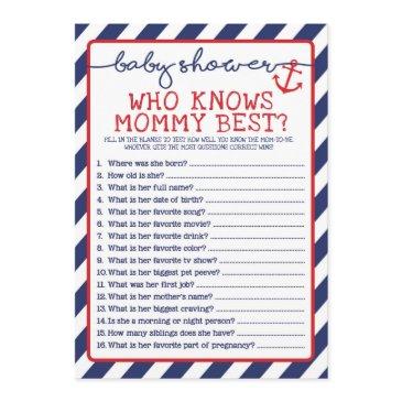 nautical baby shower game who knows mommy best invitation
