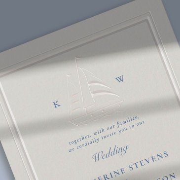 nautical boat faux embossed modern classic wedding invitation