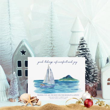 nautical coastal watercolor christmas invitations