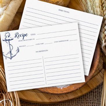 nautical navy blue anchor recipe invitations smaller