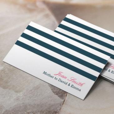 nautical navy blue stripes mommy calling invitations