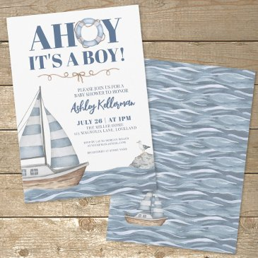 nautical ocean boy baby shower invitation