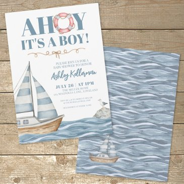 nautical ocean boy baby shower invitation