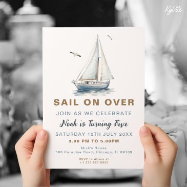 nautical sailboat sail on over birthday invite