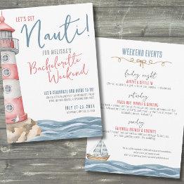 Small Nautical Summer Bachelorette Party Invitation Front View