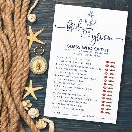 Small Nautical Who Said It Bridal Shower Games Front View