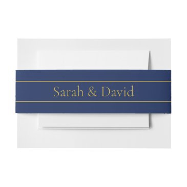 navy blue & gold name surname or business invitation belly band
