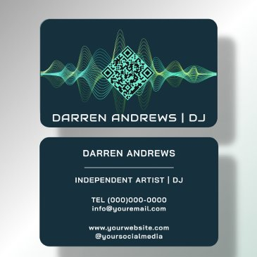 navy blue | music qr code soundwave business invitations