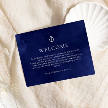 navy blue nautical wedding timeline enclosure invitations