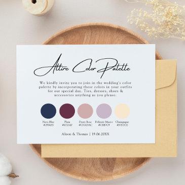 navy blue & plum wedding color palette attire enclosure invitations