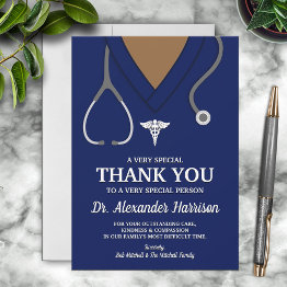 Small Navy Blue Scrubs Medical Professional Thank You Front View