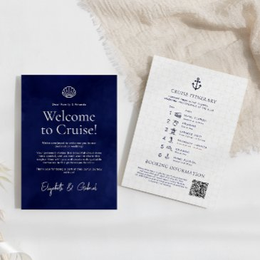 navy blue travel itinerary destination wedding enclosure invitations