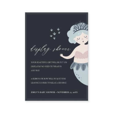 navy blush blue little mermaid display baby shower enclosure invitations