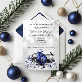 Small Navy Festive Corporate Christmas Party Invite Front View