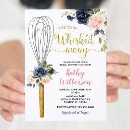 Small Navy Floral Soon To Be Whisked Away Bridal Shower Invitation Front View
