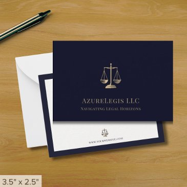 navy gold justice scale legal note invitations