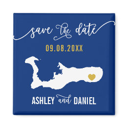 Small Navy Grand Cayman Wedding Save The Date Map Magnet Front View