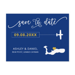 Small Navy Grand Cayman Wedding Save The Date Map Postinvitations Front View