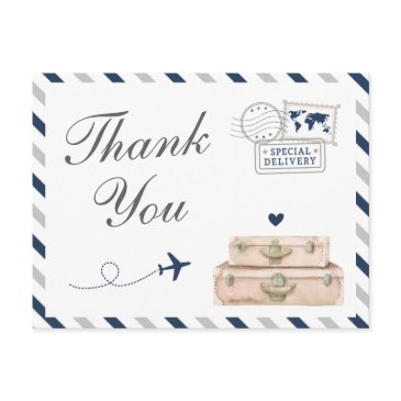 navy gray travel airplane baby boy bridal shower postinvitations