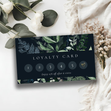 navy leafy tropical foliage fern 6 punch loyalty business invitations