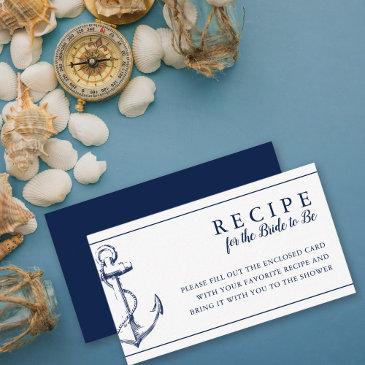 navy nautical anchor recipe for the bride enclosure invitations