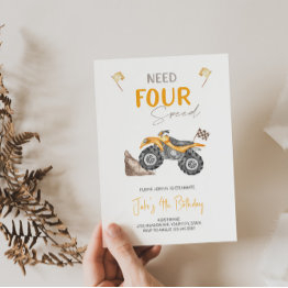Small Need Four Speed 4 Wheeler Quad Bike Invitation Front View