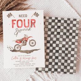 Small Need Four Speed Birthday Invitation | 4th Front View
