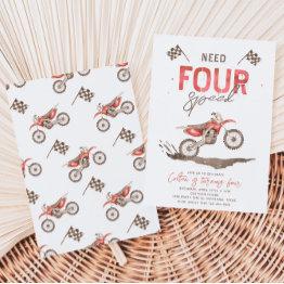 Small Need Four Speed Birthday Invitation | 4th Front View