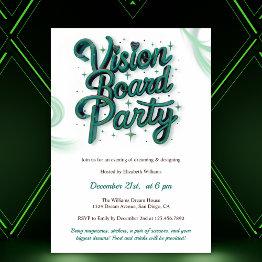 Small Neon Green Vision Board Manifestation Party Invitation Front View