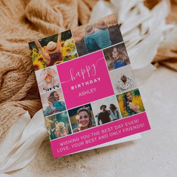 neon pink simple birthday 10 photo collage grid invitations