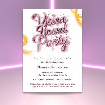 neon pink vision board manifestation party invitation