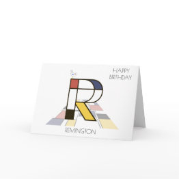 Small Neoplasticism Style Monogram. Letter R Invitations Front View