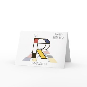 neoplasticism style monogram. letter r invitations