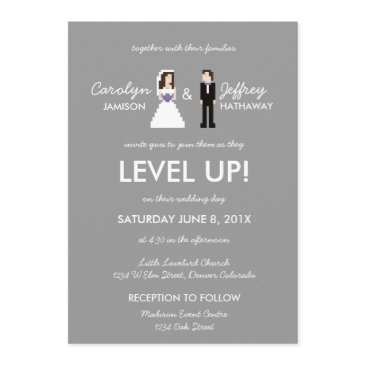 nerdy 8-bit bride & groom wedding invitation