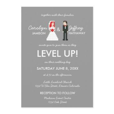 nerdy 8-bit bride & groom wedding invitation