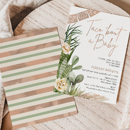 Small Neutral Boho Fiesta Taco Bout A Baby Baby Shower Invitation Front View
