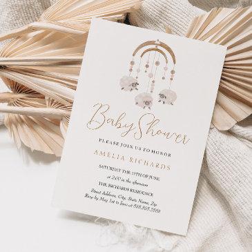 neutral sweet boho mobile baby shower invitation