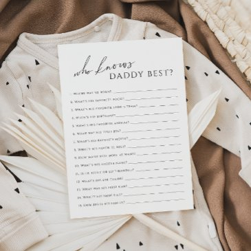 neutral who knows daddy baby shower game invitations
