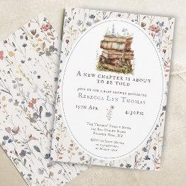 Small New Chapter Baby Shower Watercolor, Wildflower Invitation Front View