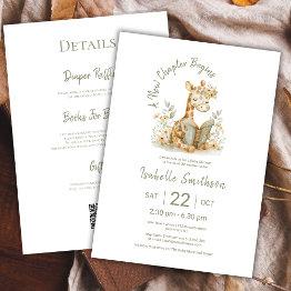 Small New Chapter Begins Book Baby Shower Qr Code Invitation Front View