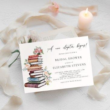 new chapter book lover bookworm chic bridal shower invitation