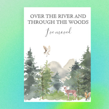 new home moving announcement cabin lodge forest