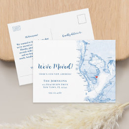 Small New Home St. Pete Florida Map Moving Announcement Postinvitations Front View