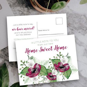new home sweet home watercolor floral moving announcement postinvitations