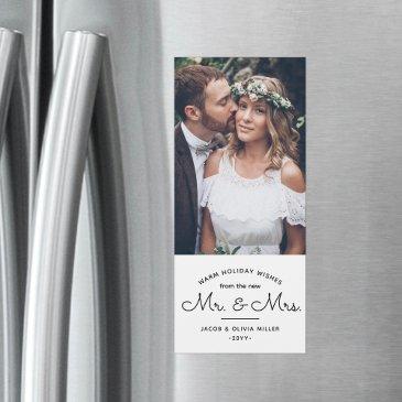new mr & mrs newlyweds magnetic photo holiday invitations
