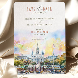 Small New Orleans Jackson Square Save The Date Invitation Front View