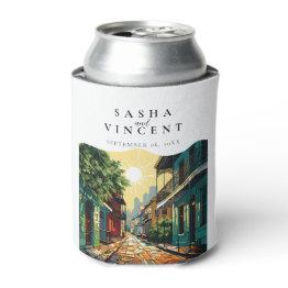 Small New Orleans Louisiana Wedding Retro Can Cooler Front View