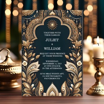 new palace hindi henna mehndi indian style wedding invitation