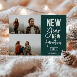 Small New Year New Adventures Photo Holiday Invitations Front View