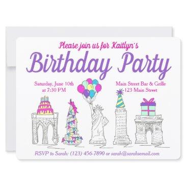new york city nyc landmarks birthday party invitation